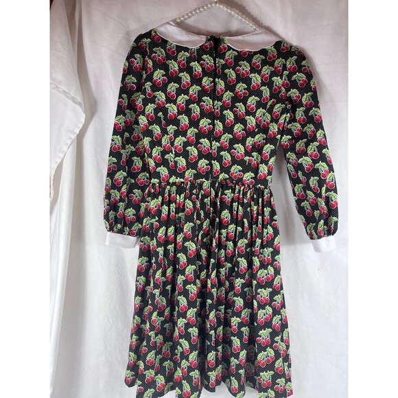 Handmade retro cherry print dress with Peter Pan collar rockabilly pinup style s - Picture 4 of 8